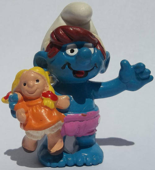 Smurfette girl with baby doll! 1996 SMURFS - Peyo Schleich vintage collectable toy FIGURE