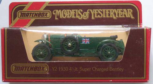 MATCHBOX Lesney Models Of Yesteryear Y-2 1930 4.5 Litre Super Charged BENTLEY ENGLAND 1930'S Racing