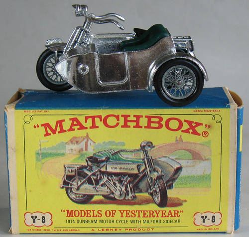 Matchbox Models Of Yesteryear Y-8 1914 Sunbeam Motorcycle with Milford Sidecar 1962 BOXED ENGLAND