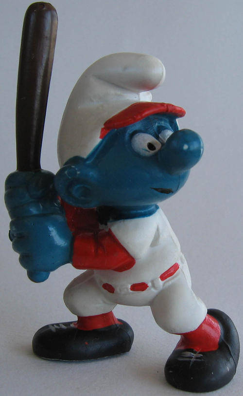 BASEBALL SMURF 1980 SMURFS - Peyo Schleich vintage collectable toy FIGURE
