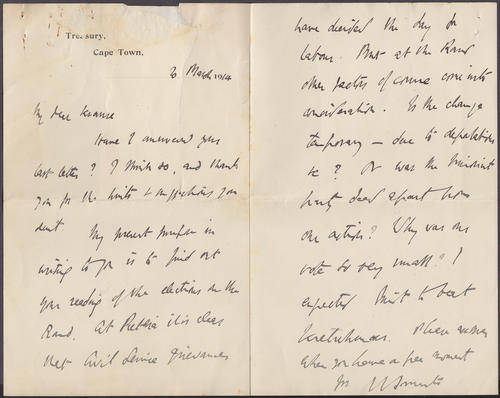 PRESIDENT JAN SMUTS HANDWRITTEN SIGNED LETTER 1914 AUTOGRAPH BOER GENERAL & WW II FIELD MARSHAL RARE