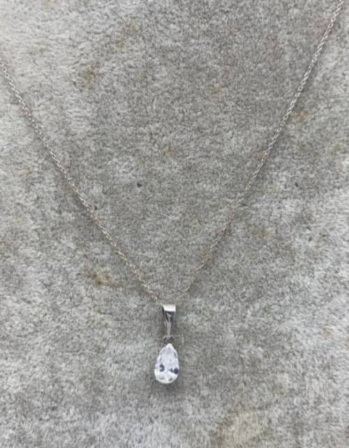 9CT White Gold Teardrop Pendant
