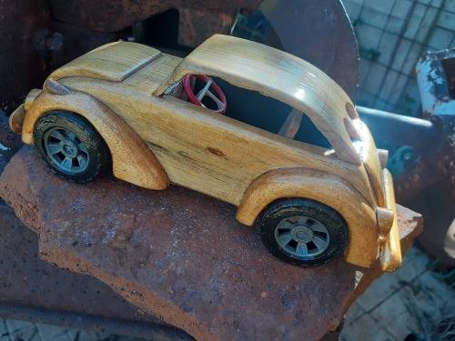 Hand carved Wooden Car - VW Beetle
