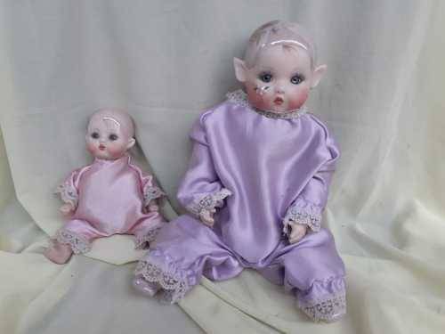 Porcelain Flower Pixie Dolls - Kay McKee, Set of 2
