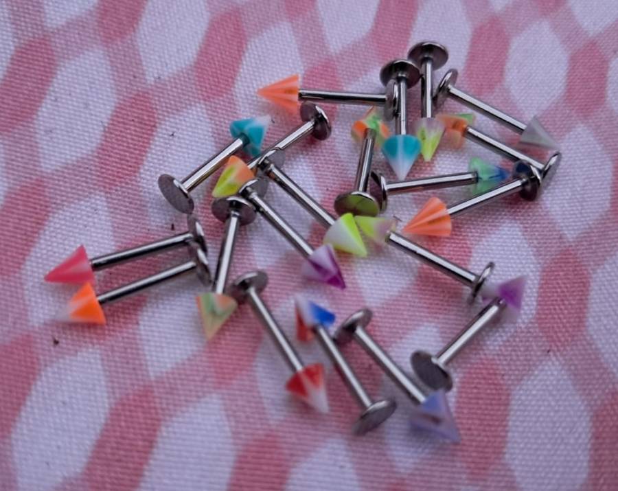 Cone Piercing Stud - Twist Pattern, Assorted Colours