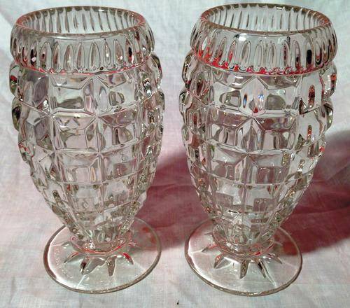Vintage Crystal Large Vase Set of 2