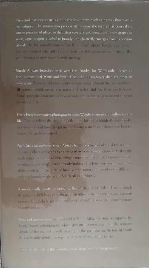 Fire Water: South African Brandy - Editor: Robyn Alexander