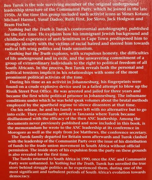 Nothing but the Truth:Behind the ANC`s Struggle Politics - Author: Ben Turbok