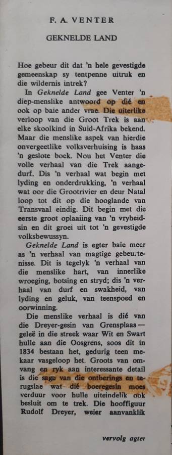Geknelde Land By F.A. Venter