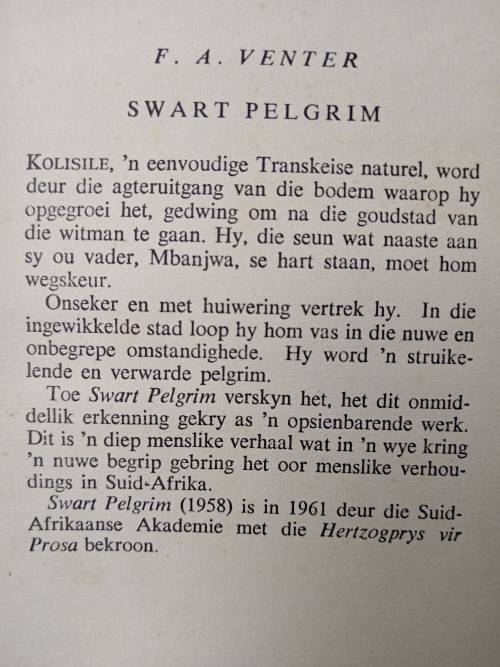 Swart Pelgrim by F.A. Venter