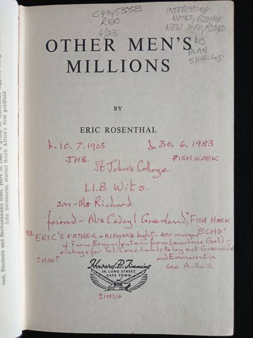 Other Men`s Millions by Eric Rosenthal