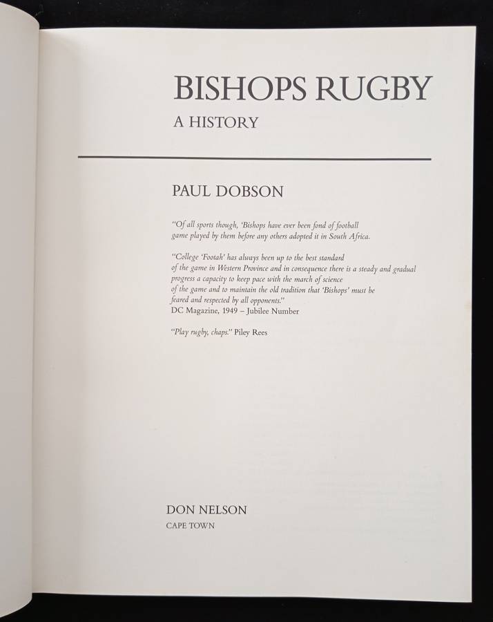 Bishops Rugby A History by Paul Dobson