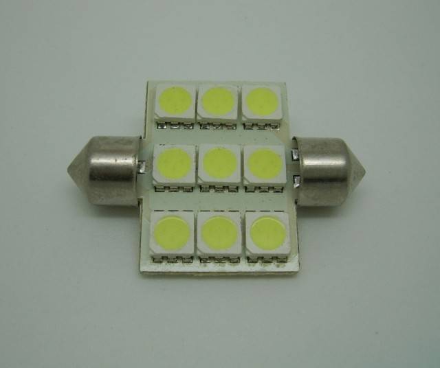 12V 36mm 9pcs 5050 SMD LED Festoon Bulb