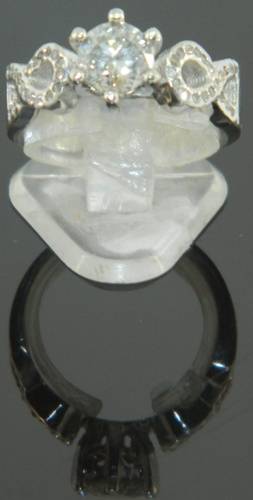 9K white gold ring .Certified 1ct diamond ring .Size M{ 6 1/2}
