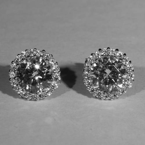 LARGE SOLITAIRE STUD SIM DIAMOND WITH SURROUNDS | SOLID 925 STERLING SILVER