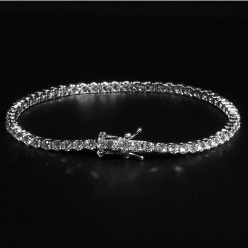 ELEGANT TENNIS BRACELET | 55x 5MM ROUND BRILLIANT CUT SIMULATED DIAMONDS | SOLID 925 STERLING SILVER
