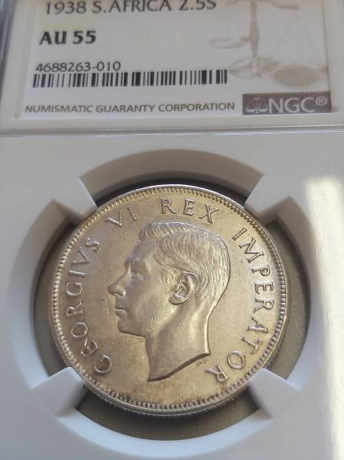 1938 2.5 Shilling NGC AU55