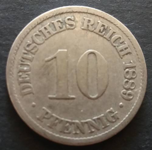 10 PFENNIG A 1889 DEUTSCHES REICH GERMAN COIN