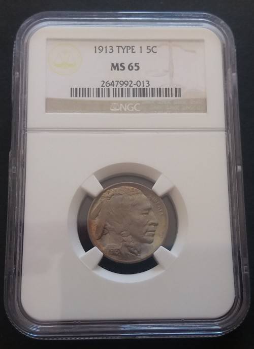 1913 U.S. Buffalo Nickel 5 Cent NGC MS65