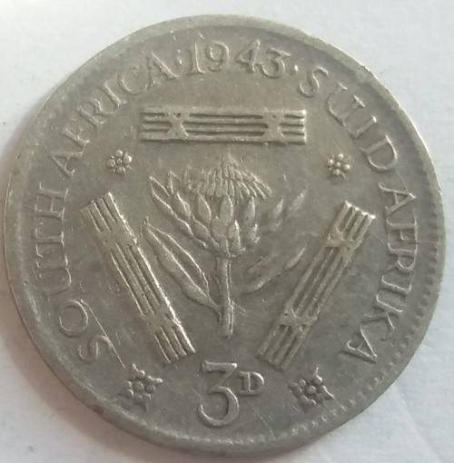 SAU 1943 THREEPENCE 3D