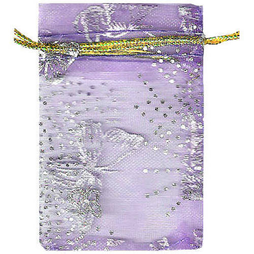 Organza Bags 60/50 (Ring Size?) Lavender Patterned, pack of 5pcs