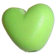 ABS Groovy Heart Beads 9x8x5mm in Psychadelic Green, sold individually