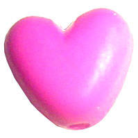 ABS Groovy Heart Beads 10x9x7mm in Psychadelic Pink, sold individually