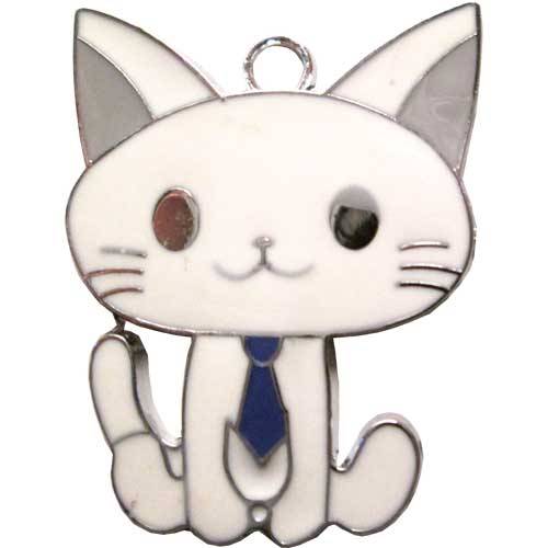 Cat with Blue Tie Enamelled Charm 30mm