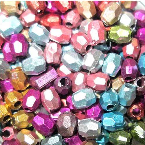 Acrylic Metallic Psychedelic Bead in Assorted Colours 4mm, pack of 100pcs