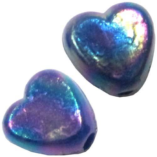 Acrylic Heart Bead in Blue with AB Finish 6x3mm, pack of 100pcs