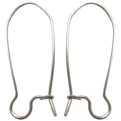 Snag Hook Earwires 30mm Silvertone, per pair/2pcs