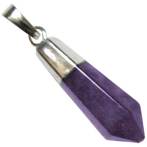 Amethyst Pendulum Pendant 45mm with Silverplated Trim