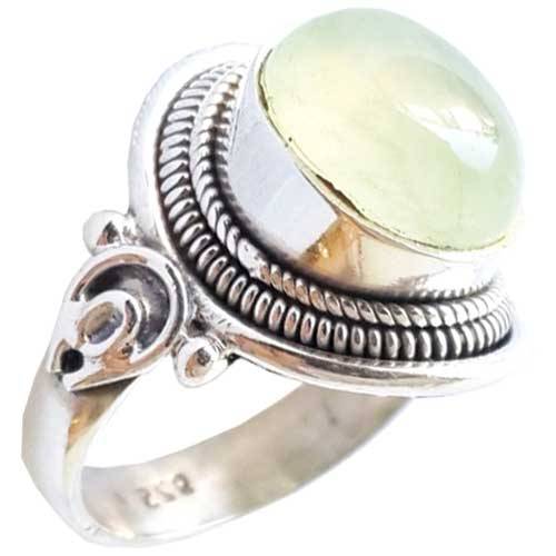 Soulstone Ring Size 17.9 with Prehnite in Solid Hallmarked 925 Silver
