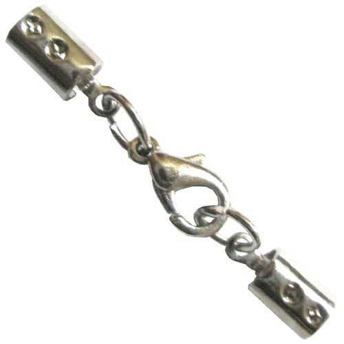 Foldover Crimp End 3mm with Lobster Clasp Silvertone, pack of 10pcs