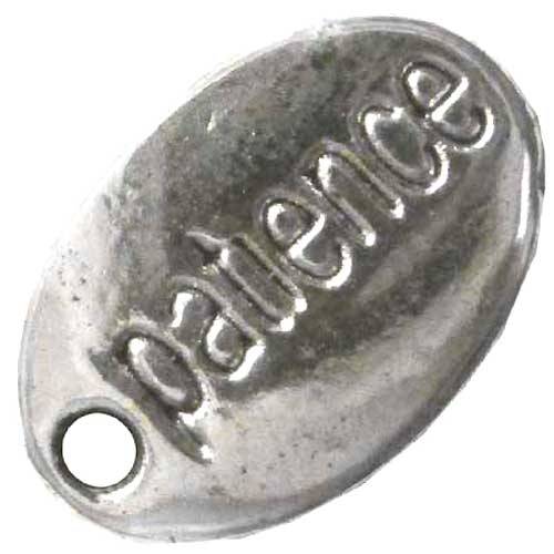 PATIENCE Charm 14mm Silvertone, pack of 10pcs