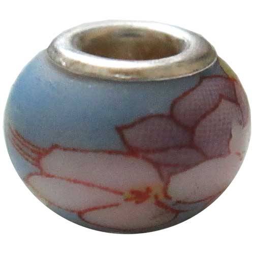 Euro Bead Charm 10x8mm in Porcelain with 5mm Hole, per pair/2pcs