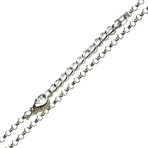 Silverplated 2mm Rolo Chain Necklace; 45cm length Suitable for Gemstone Pendants and Pendulum