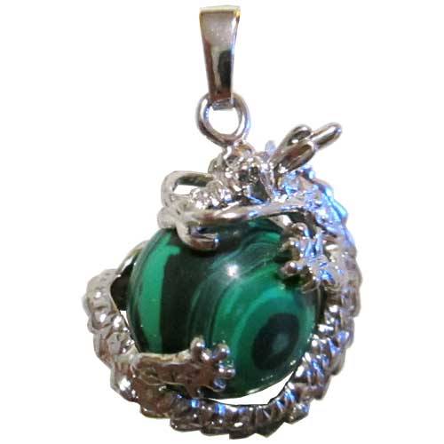 Malachite with Dragon Pendant 32mm