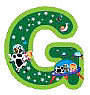 7mm Black on White Cube Alphabet Bead - The Letter G