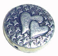 24x10mm Antiqued Metallised Acrylic Round Disc Bead