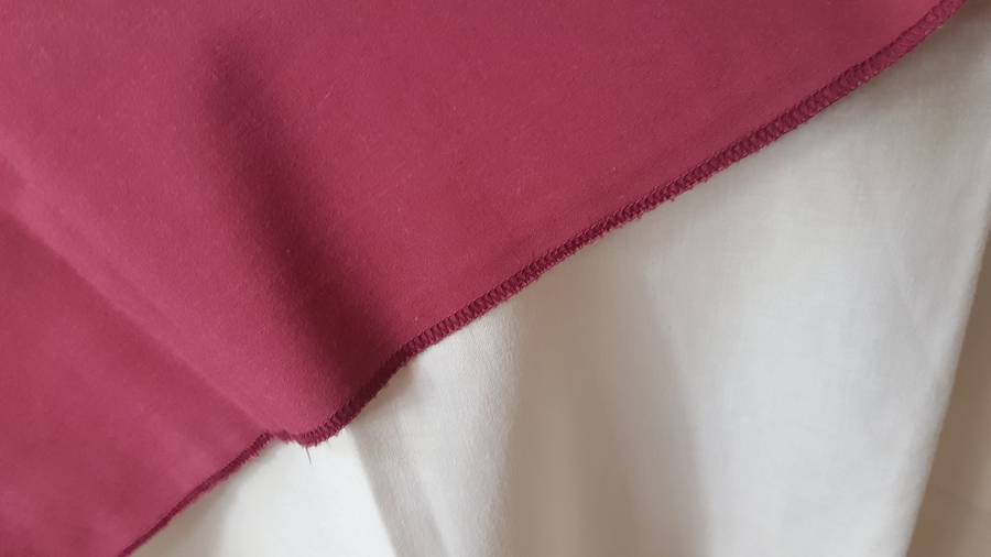 Round Cotton Table Cloth - Cream with Maroon overlay