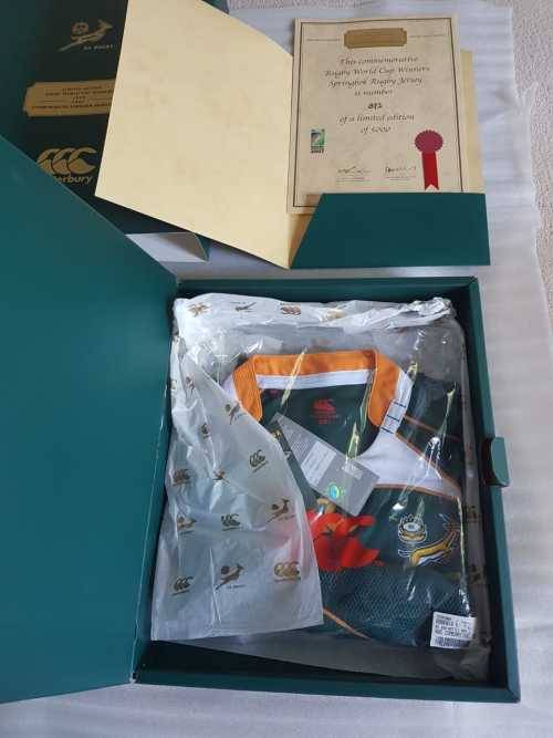 2007 commemorative Rugby World Cup Winners Springbok rugby jersey no 672 of 5000