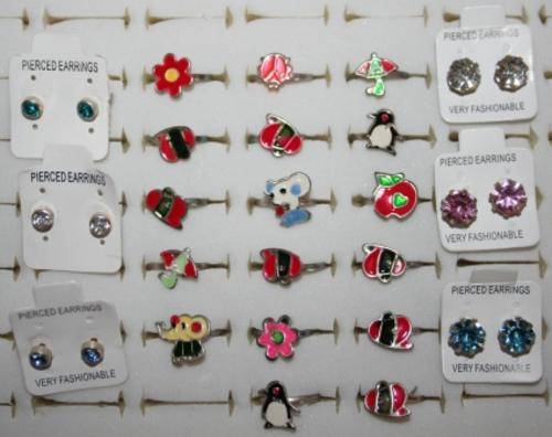 BULK LOT - ASSORTED EARRINGS & RINGS. RESELL OR USE AS FILLERS FOR PARTY PACKS!!
