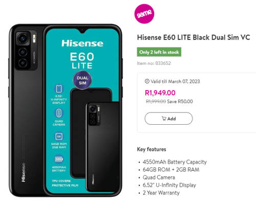 Hisense  E60 LITE (Dual Sim)