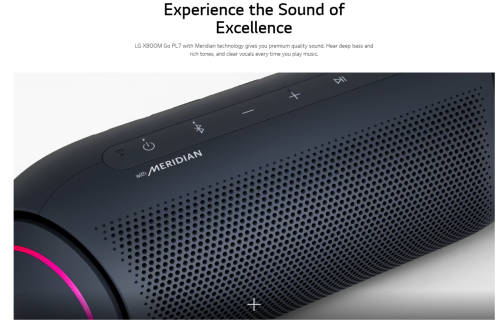 LG XBOOM GO PL7 Bluetooth speaker - Black with Meridian Audio