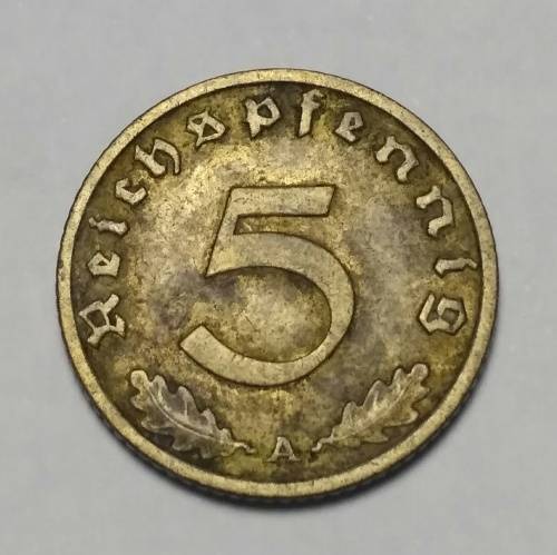 1936(A) 5 REICHSPFENNIG - Germany - THIRD REICH.     !!! DIAMONDS FOUND !!!