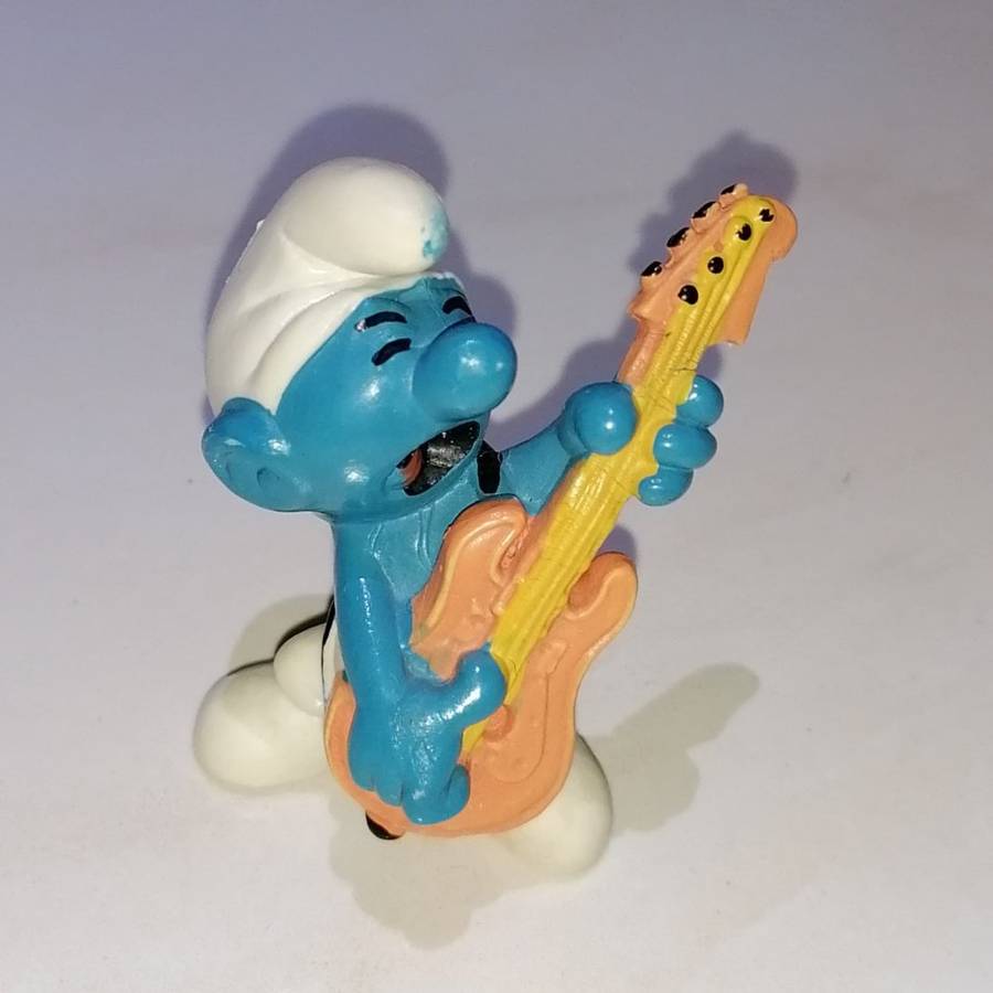 VINTAGE ORIGINAL Smurf ROCK n ROLL Orange Guitar - 1977