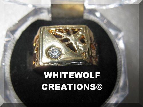 GOLDEN ELECTRO PLATED RING 10 MM - 15 MM WITH 1 DIAMANTE SIZE 18