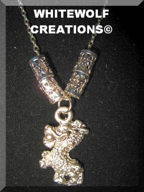 3 CM SILVER DRAGON NECKLACE ON 52 CM CHAIN