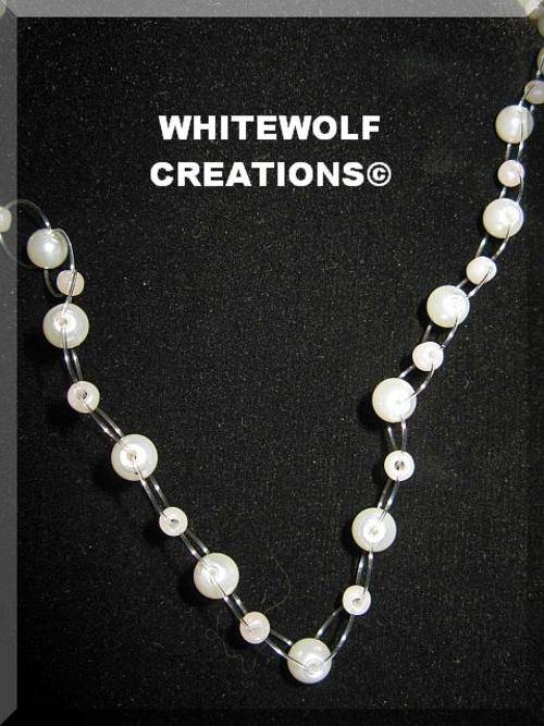 50 CM WHITE FLOATING GLASS PEARL NECKLACE